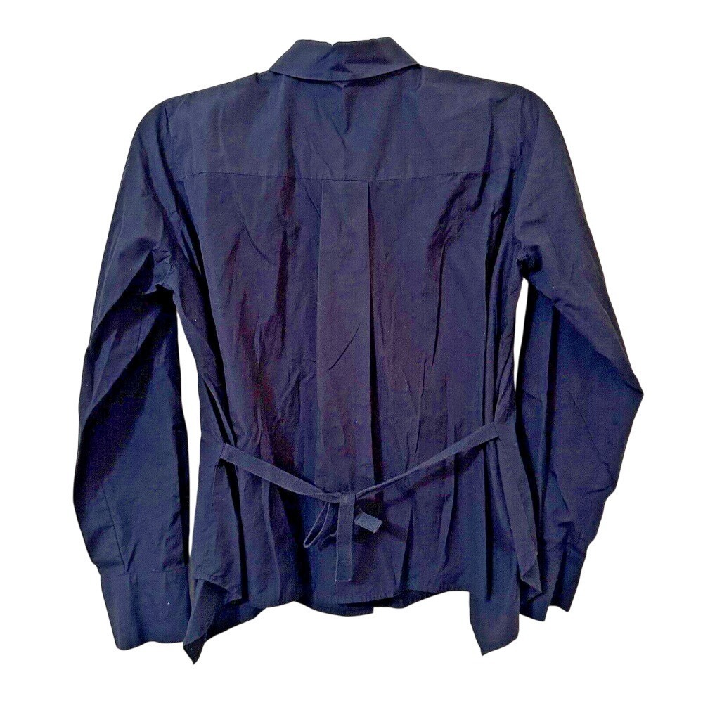 Vince Small Black Long Sleeve Button Up Tie Back Collared Shirt Blouse - Picture 2 of 4